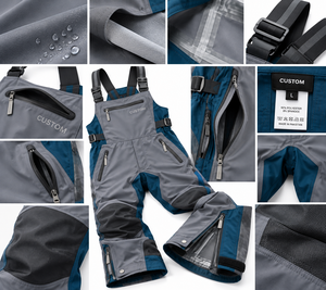 <b>Men's</b> Fishing <b>Bibs</b> & Overalls - Gray Black Mix Combo- Six Colors - Sports & Outdoor Clothing Manufacturer - Custom Clothing - Product Image 4