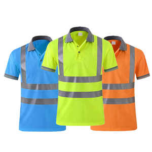 High Visibility Eco-Friendly Breathable Men's Reflective for Shirt Short Sleeve Knitted Polyester/Cotton <b>Canvas</b> Fabric Quick - Product Image 1