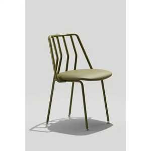 Industrial Metal Dining Chair Silver Steel Finish Slatted Backrest Modern Cafe Side Chair Professional Restaurant <b>Seating</b> Pot - Product Image 3