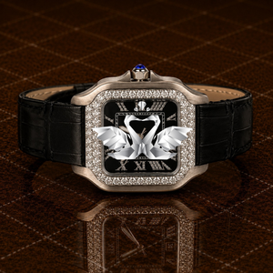Premium Rose Gold Brown Dial Full Diamond Watch Men Luxury Bracelet Watch - Product Image 1