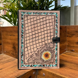 2025 New Arrival Hand -Tooled Portfolio File <b>Folder</b> Multi-function Business <b>A4</b> Notebook Cover Genuine Leather Snap Padfolios - Product Image 2