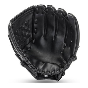 Gant de baseball à doigts entiers en cuir noir, avec fermeture auto-agrippante, antidérapant, pour droitier, pour adulte, toutes saisons - Product Image 2