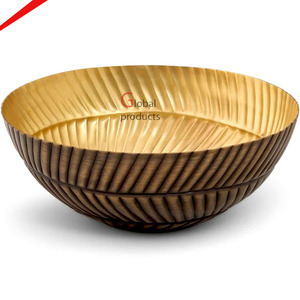 Global Products Metal <b>Candle</b> & Flower Manicure & Pedicure Bowl with Embossed Flower Work High End Finished Decoration <b>Large</b> Bowl - Product Image 5