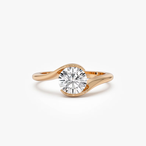 Bague de fiançailles en or jaune de qualité supérieure pour femme, sertie de diamants ronds, style classique, bijoux en pierre naturelle - Product Image 2