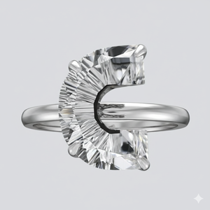 Designer <b>Open</b> C Shape Statement <b>Ring</b> with Lab Grown Diamond Modern Fine Jewelry Collection - Product Image 3
