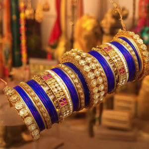 Women's Traditional Bridal Ethnic Fashion Jewelry <b>Set</b> Gold Plated Crystal Stone <b>Bangles</b> 10575602NBL_2.4 - Product Image 3