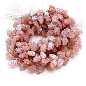 AAA <b>Peach</b> Moonstone Leaf Shape Gemstone Beads Hand Carved Gemstone Beads Jewelry Making 10-11MM Natural Moonstone Beads 8" Inch - Product Image 5