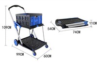 Chariot utilitaire pliable à double couche avec roue pour le stockage d'entrepôt de bureau Marchandises mobiles PortableMultifunctional Push Cart