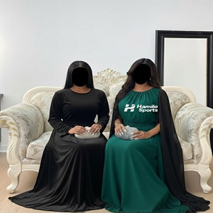 New Arrival Women Abaya Loose Waist <b>Big</b> Wing Long Dress <b>Bow</b> Decoration Stand Collar Flare Sleeves Women Abaya - Product Image 4