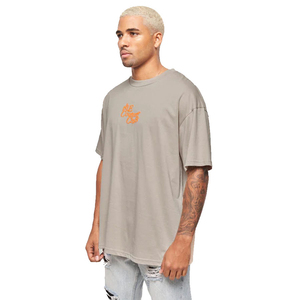 T-shirt en coton personnalisable, écologique, coupe ample pour homme, couleur unie, style streetwear, impression en relief, grammage lourd, logo frontal - Product Image 6
