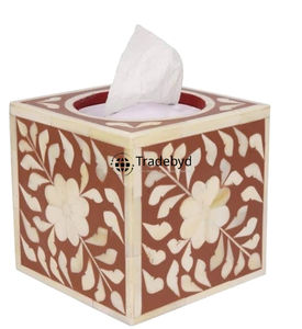 Boîte à mouchoirs unique en os incrusté, élégante, faite à la main, décorative, porte-mouchoirs, accent décoratif pour la maison Tradebyd - Product Image 3