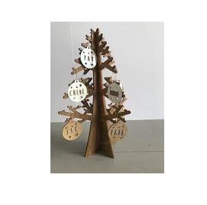 Ornement de Noël en bois 3D style nordique, ours et lapin, découpé au laser, artisanat en bois, décoration de bureau, cadeau de Noël créatif - Product Image 5