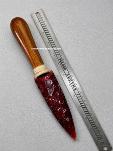 Daga de Obsidiana Roja Pulida a Mano de 10 Pulgadas con Mango para Rituales Paganos, Cristal Curativo, Recuerdo, Decoración del Hogar - Product Image 4