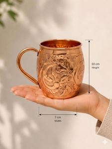 Mug à Moscow Mule en cuivre pur, artisanal, martelé, de luxe moderne, avec poignée, grande capacité, durable, mug à eau ayurvédique - Product Image 6