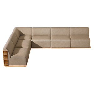 Modern Luxury Outdoor Sectional Sofa Furniture Set Solid Teak Wood <b>U</b>-Shaped Handcrafted with Soft and Comfortable Cushions - Product Image 1