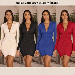 Robe moulante éco-responsable pour femme, manches longues, unie, coupe ajustée, décontractée, longueur ras du sol, vente directe usine - Product Image 2