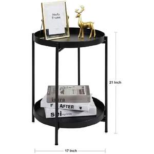 Table d'appoint métallique fonctionnelle et traditionnelle - Design antique durable et écologique pour salon, café, ou lieu de travail - Product Image 6