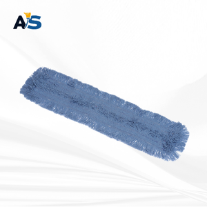 A&S Durable 5x32 Blue Dust <b>Mop</b> with Synthetic Cotton Fibers Cut-End Design and Grey Backing for Multi-Floor Cleaning - Product Image 2