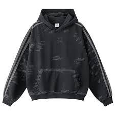 Sweat à capuche vintage délavé anthracite pour homme, style streetwear usé, en molleton de coton épais - Product Image 3