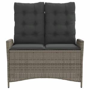 Banco de Jardín Reclinable de Ratán PE Gris y Acero, Diseño Estándar para Patio - Product Image 3