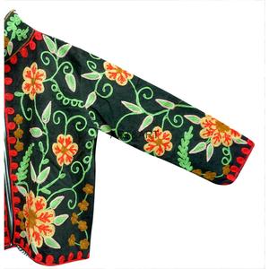<b>Women's</b> <b>Corduroy</b> Embroidered <b>Jacket</b> Mandarin Collar Full Sleeve Floral Pattern Hand Embroidery Autumn Wear Wholesale <b>Jackets</b> - Product Image 2