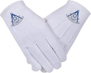 Guantes Masónicos Past Master, 100% Algodón, Bordados, Talla Única - Product Image 6