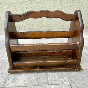 Handcrafted Brown <b>Pine</b> Wood Eco-friendly Durable Rectangle Magazine Holder-Wholesale Rustic Farmhouse Style 32x18x14 cm - Product Image 1