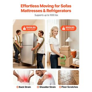 Sangles de levage réglables pour 2 personnes, système de sangles portatives et de support de charge, 1 sangle de levage pour un levage et un déplacement faciles - Product Image 3