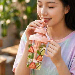 Bouteille en plastique avec poignée et paille |   Mug de sport multifonctionnel pour la maison, l'extérieur et la collection de cadeaux - Product Image 1
