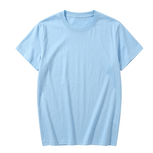 Men's Solid Color O-Neck Short Sleeve Casual T-Shirt Regular Fit 100% Cotton Jersey Knitted Blank <b>Design</b> - Product Image 3
