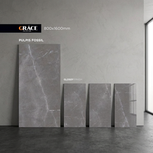 Carreaux de sol et de mur en porcelaine polie effet marbre gris Pulpi 800x1600 mm, design grand format premium - Product Image 3