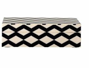 Caja de Joyería Cuadrada Moderna de Resina con Acabado Brillante en Blanco y Negro, Diseño Geométrico con Patrón de Estrella, Decoración para el Hogar - Product Image 2