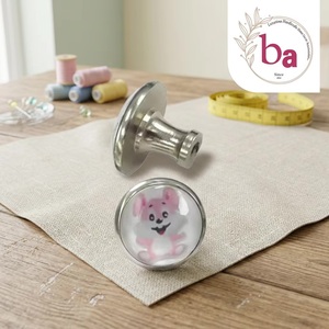 Ba Round Metal Furniture <b>Knob</b> With <b>Pink</b> Rabbit Design For Babies And Kids <b>Drawer</b> Handle - Product Image 1