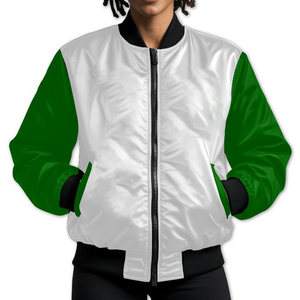 Premium Sorority Collegiate Women Custom Varsity Bomber <b>Jacket</b> <b>White</b> Green Greek Letter Crest Back Year Zip <b>Jacket</b> Wholesale - Product Image 1