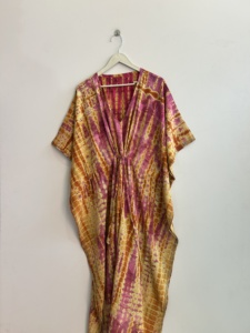 Robe longue vintage en soie crêpe, style bohème, douce et confortable, robe kaftan pour se détendre - Product Image 6