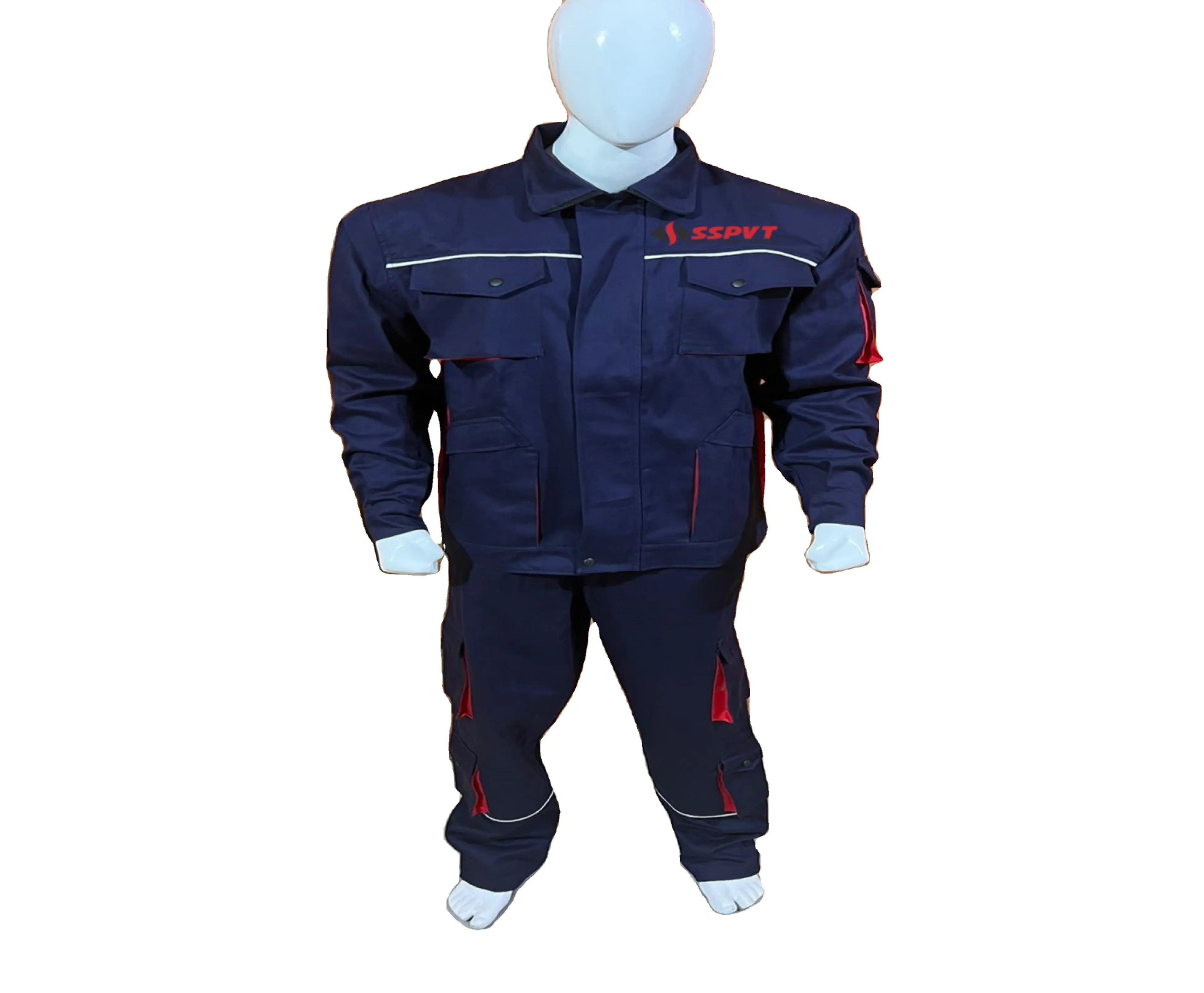 Coverall ชุดผ้าฝ้าย100% 2ชิ้น,ชุดงานโลโก้ที่กำหนดเองพิมพ์หน้าจอเย็บปักถักร้อย