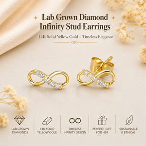 Gold <b>Infinity</b> <b>Earrings</b> Brilliant Cut Diamonds Minimalist Design Women Everyday Wear Wedding Gift Rhodium Plated 10K 14K 18K 925 - Product Image 3