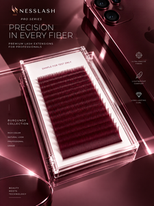 ขนตาปลอมแบบเส้นต่อเส้น NESSLASH Pro Series สีเบอร์กันดี เนื้อแมทท์ ขนนุ่มเหมือนขนจริง ผลิตด้วยมือ วัสดุสังเคราะห์ ปราศจากการทดลองกับสัตว์ เหมาะสำหรับมืออาชีพ - Product Image 1