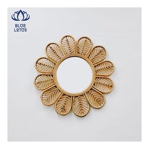 Espejo de Ratán 2026 con Marco Tejido, Decoración de Pared, Optimiza Espacios Pequeños y Crea un Interior Elegante para Cafeterías, MATERIAL SUPERIOR - Product Image 1