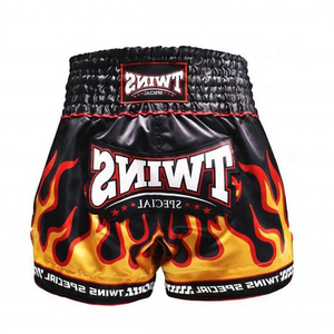 กางเกงคิกบ็อกซิ่ง MMA แบบคู่ ปรับแต่งได้เต็มที่ ดีไซน์ใหม่สำหรับผู้ชาย พิมพ์ลายแบบ Sublimation ผ้าซาติน โพลีเอสเตอร์ 100% รับผลิตแบบ OEM กางเกงคู่ - Product Image 6