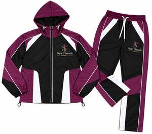 <b>Tracksuit</b> Set <b>Pink</b> Black White Color Blocking Hooded Zipper Full Sleeve Sporty Design for Adults Full Sleeve Drawstring Closure - Product Image 2