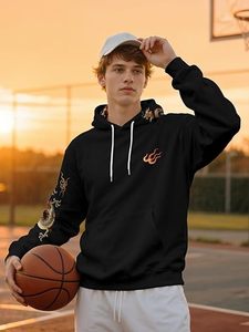 Nueva Sudadera con Capucha Negra Personalizada para Hombre, Estilo Urbano, Estampado de Dragón, Felpa de Algodón, Ropa de Otoño, OEM 2026 - Product Image 3