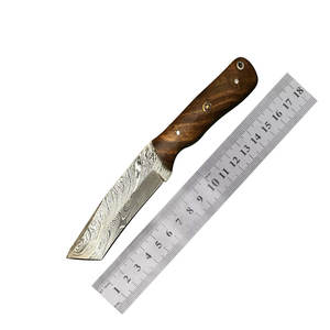 Cuchillo de Caza de Acero de Damasco Hecho a Mano con Funda de Cuero, Herramienta Utilitaria para Campismo al Aire Libre, Pieza de Colección, Artesanía Fina - Product Image 1