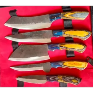 Juego de Cuchillos de Chef Profesionales de Acero al Carbono de 5 Piezas, Hechos a Mano por Ahmad Fabric, Mango de Resina, Funda de Cuero, Diseño Moderno, Personalizable - Product Image 3