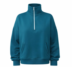 Women's Oversized Quarter Zip Sweatshirt Solid Color Fleece <b>Drop</b>-Shoulder <b>Stand</b> Collar Autumn Wear Women's hoodies - Product Image 2