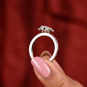 Bague de fiançailles solitaire en or massif 10k 14k 18k, or rose, argent, avec cluster de diamants ovales de 2 carats cultivés en laboratoire - Product Image 6