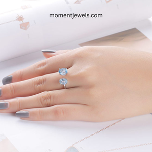925 Sterling <b>Silver</b> Open <b>Ring</b> for Women 14K Gold Plated Oval Zircon Inlay Adjustable <b>Statement</b> <b>Ring</b> - Product Image 4