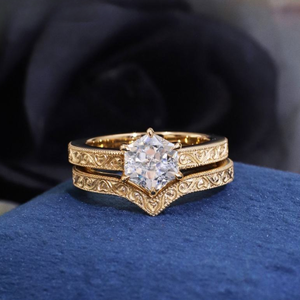 Anillo de Diamante Cultivado en Laboratorio, Corte Hexagonal, Color D, Oro de 14K, 8.06g, Clásico, para Mujer, Boda, Compromiso, Aniversario, Joyería Fina - Product Image 1