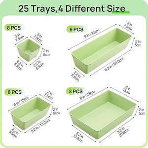 25 PCS Versatile 4-Size <b>Plastic</b> Drawer Organizers Set Makeup Bed <b>Storage</b> <b>Bins</b> Bathroom Organizer Organizers Organizer Makeup - Product Image 6