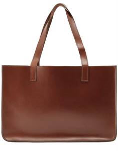 Bolso Tote de Cuero Genuino, Gran Capacidad, Diseño Minimalista, Unisex, Uso Diario, Parte Superior Abierta, Color Marrón - Product Image 1